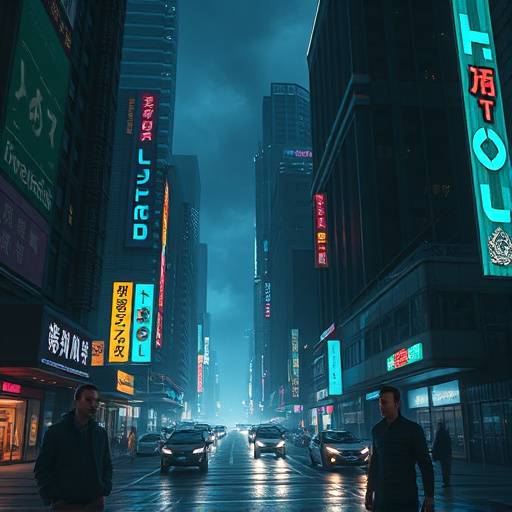 Screenshot from Eden Protocol showing a player exploring a dystopian cyberpunk city.